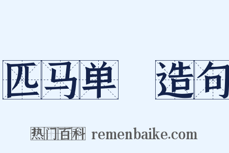 匹马单鎗造句是什么意思的图片